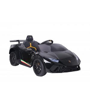 Coche Lamborghini Huracán 12v, Negro, 4 motores 12V, asiento cuero, ruedas goma  INDA230-LEG6950829